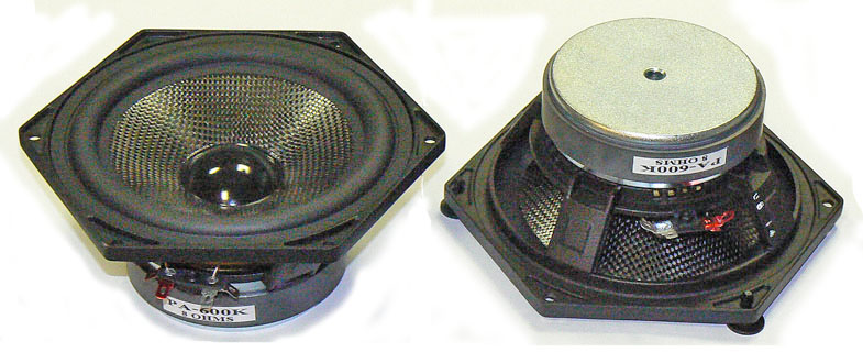 P.Audio PA-600K (8 ohm) НЧ-СЧ динамик с углепластиковым диффузором,6",150 Вт.(RMS), 8 Ом.,60-8000Гц, 90дБ(Вт/м), катушка 1,5".