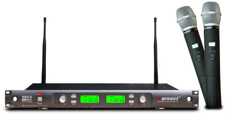 Karsect KRU-8/KST-1U радиосистема(два ручных радиомикрофона и база),2X1000 каналов, UHF 800 MHz